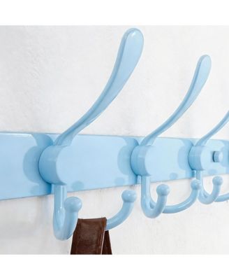 Heavy Duty 38" Blue Coat Rack with 10 Tri-hooks for Mudroom