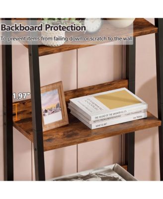 Arched Metal Bookshelf for Home Office and Living Room - 5 Shelves, Rustic Brown