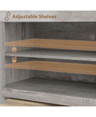 Farmhouse TV Stand for 75/80 Inch TVs, 70" Long Entertainment Center with 4 Storage Drawers & 3 Open Shelf