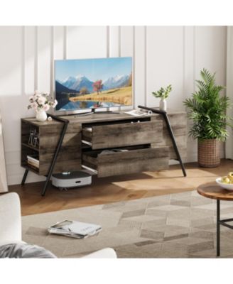 TV Stand for 60/55/50/45 Inch TV, 47" Mid Century Modern Entertainment Center for Living Room, Bedroom