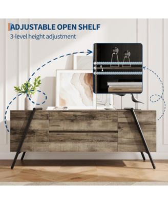 TV Stand for 60/55/50/45 Inch TV, 47" Mid Century Modern Entertainment Center for Living Room, Bedroom