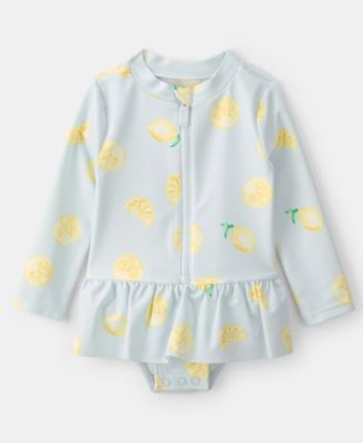 Baby Girls' One-Piece Lemon Rashguard Swimsuit