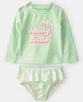 Baby Girls' Vacay Mode Rashguard Swimsuit, 2-Piece Set