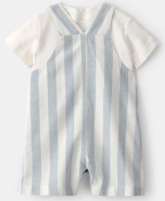 Baby Boys' Short-Sleeve T-Shirt and Stripe Romper, 2-Piece Set