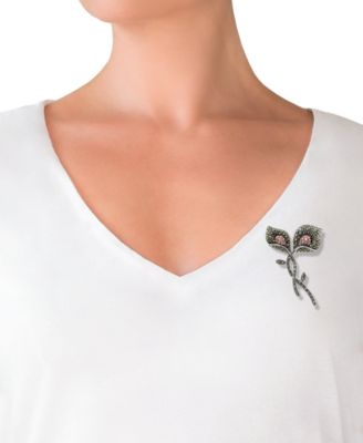 Marcasite (2.2 ct. t.w.) and Pink Crystal (0.49 ct. t.w.) Brooch in Sterling Silver