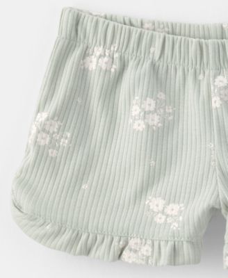 Baby Girls' Floral Sleeveless Bodysuit & Shorts, 2-Piece Set