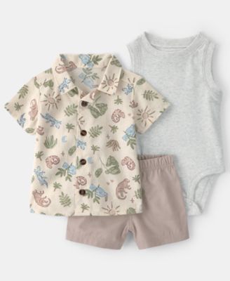 Baby Boys' Desert Short-Sleeve Top, Bodysuit & Shorts, 3-Piece Set