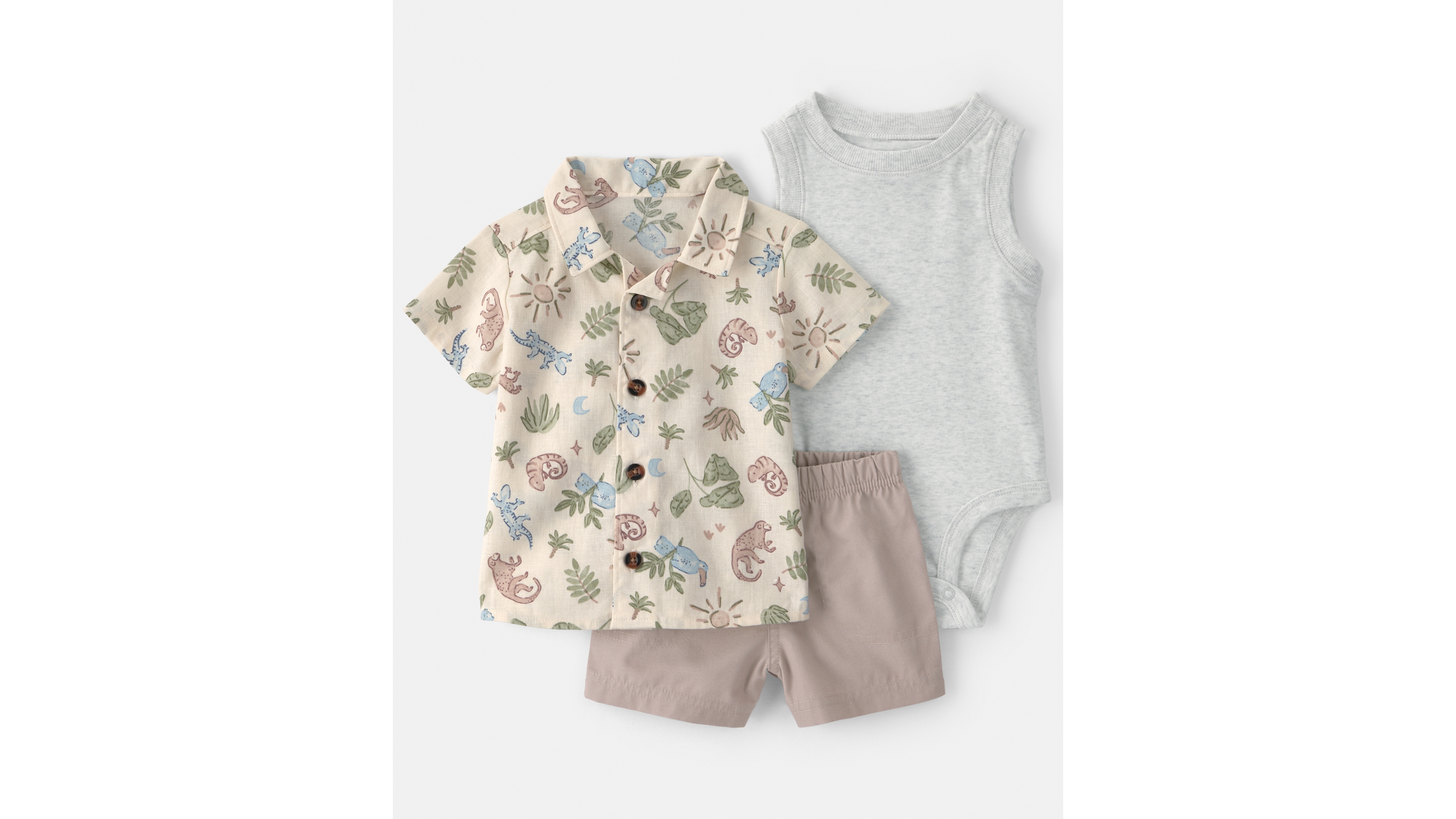 Carter's Baby Boys' Desert Short-Sleeve Top, Bodysuit & Shorts, 3-Piece Set