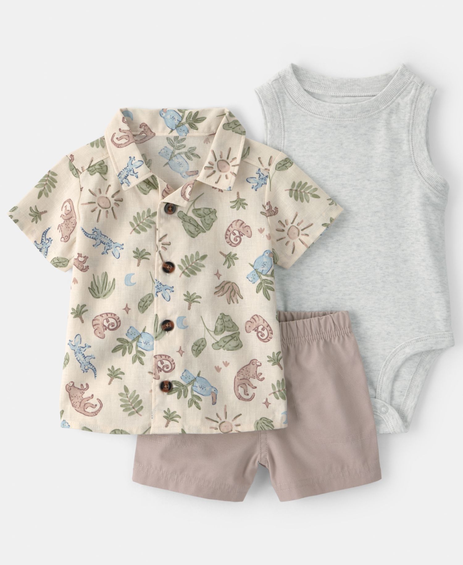 Baby Boys' Desert Short-Sleeve Top, Bodysuit & Shorts, 3-Piece Set