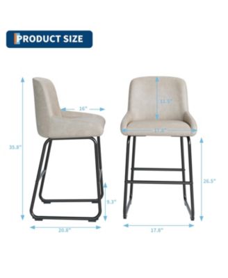 Home Counter Height Bar Stools PU Leather Barstools with Back and Footrest Industrial Metal Frame