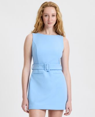 Women's Azra Twill Belted Back Zipper Mini Dress