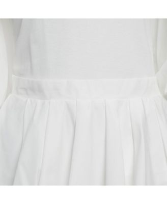 Women's White Cotton Balloon Sleeve Open Shoulder Top