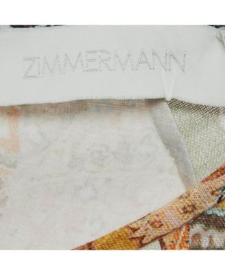 Women's Multicolour Floral Print Linen Ruffle Hem Mini Dress