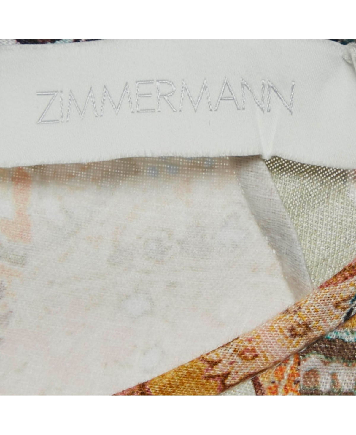 Pre-Owned Zimmermann Women's Multicolour Floral Print Linen Ruffle Hem Mini Dress