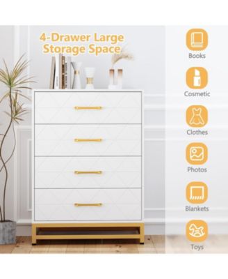 Dresser for Bedroom with 4 Drawer, Modern Dressers Chest of Drawers, with Wide Drawers and Metal Handles
