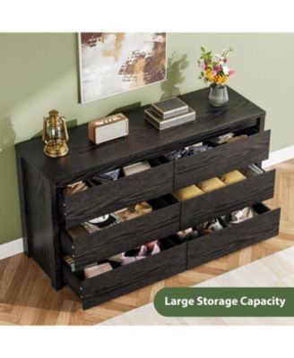 6 Drawer Dresser for Bedroom, Wide Wood Chest of Drawers Handle Free, Large Modern Dresser Storage Cabinet for Living Room, Hallway