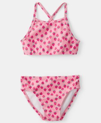 Girls' Toddler 2T-5T Strawberry Rashguard, Swim Top & Swim Bottoms, 3-Piece Set