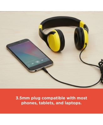 Kids Wired Headphones (3304454) - Child-Safe Volume, 3.5mm Plug, Black & Yellow