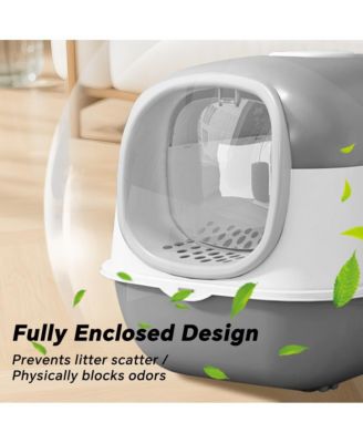 Modern Enclosed Cat Litter Box in Grey