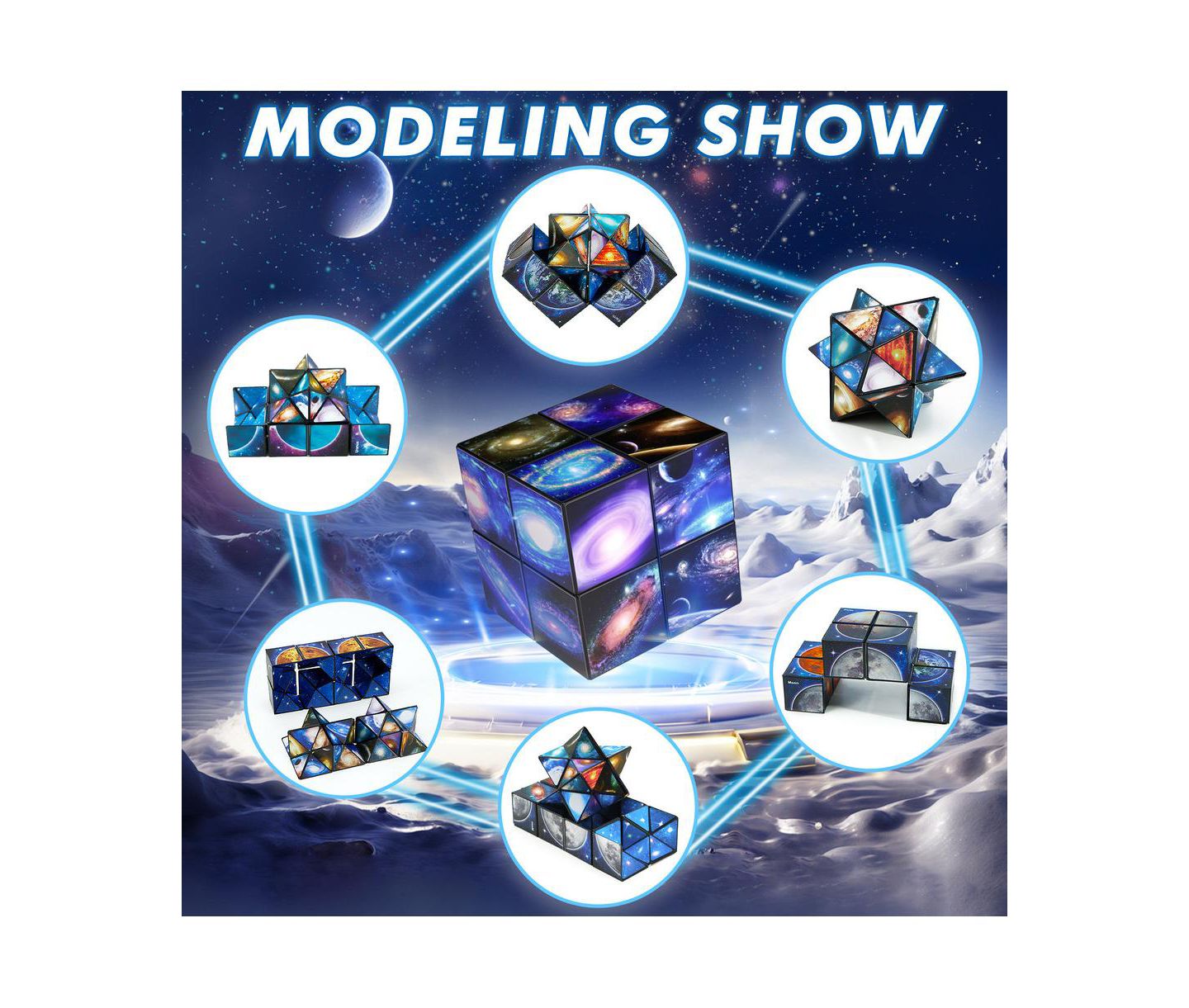 Детский пазл Bruce & Shark Galaxy 2-in-1 Magic Cube Puzzle, 2-Piece, Ages 8+, цвет: Синий — фото 7