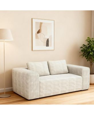 Sofa in a Box Memory Foam 2-Seater Corduroy Couch, Easy Transport