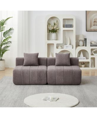 Chenille Sectional Sofa with 2 Pillows, Symmetrical Modular for Living Room/Office