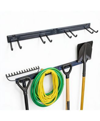 Wall-Mounted Garden Tool Rack - 4 Hooks, Heavy-Duty Steel, 250lb Capacity
