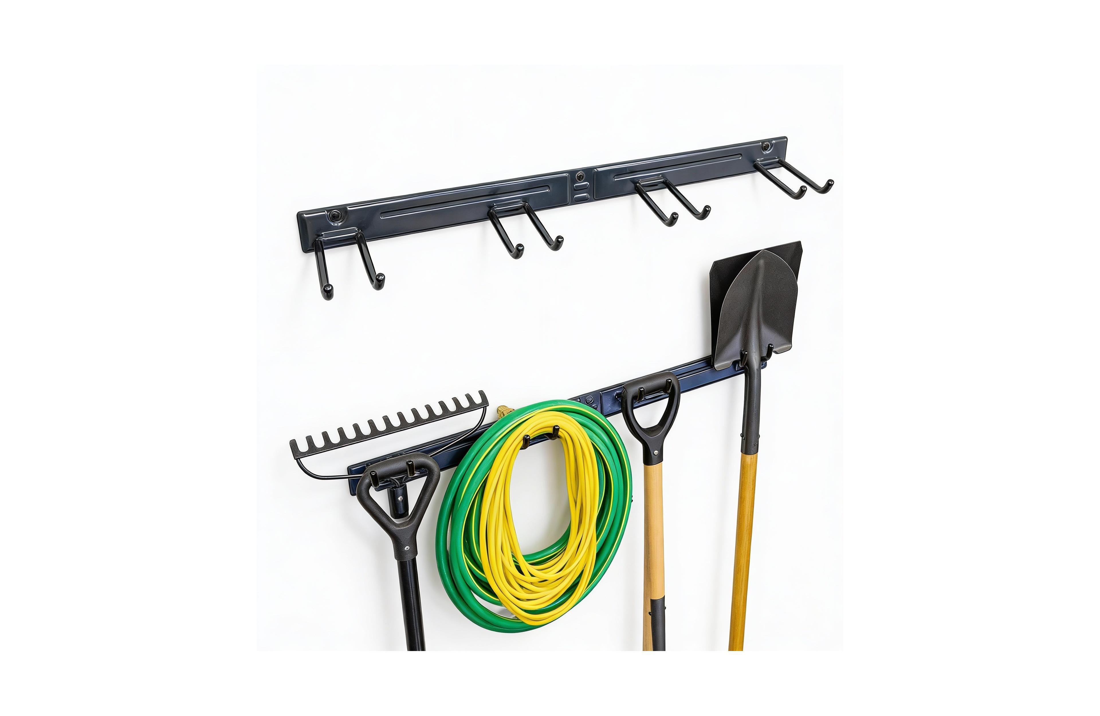 Yigii Wall-Mounted Garden Tool Rack - 4 Hooks, Heavy-Duty Steel
