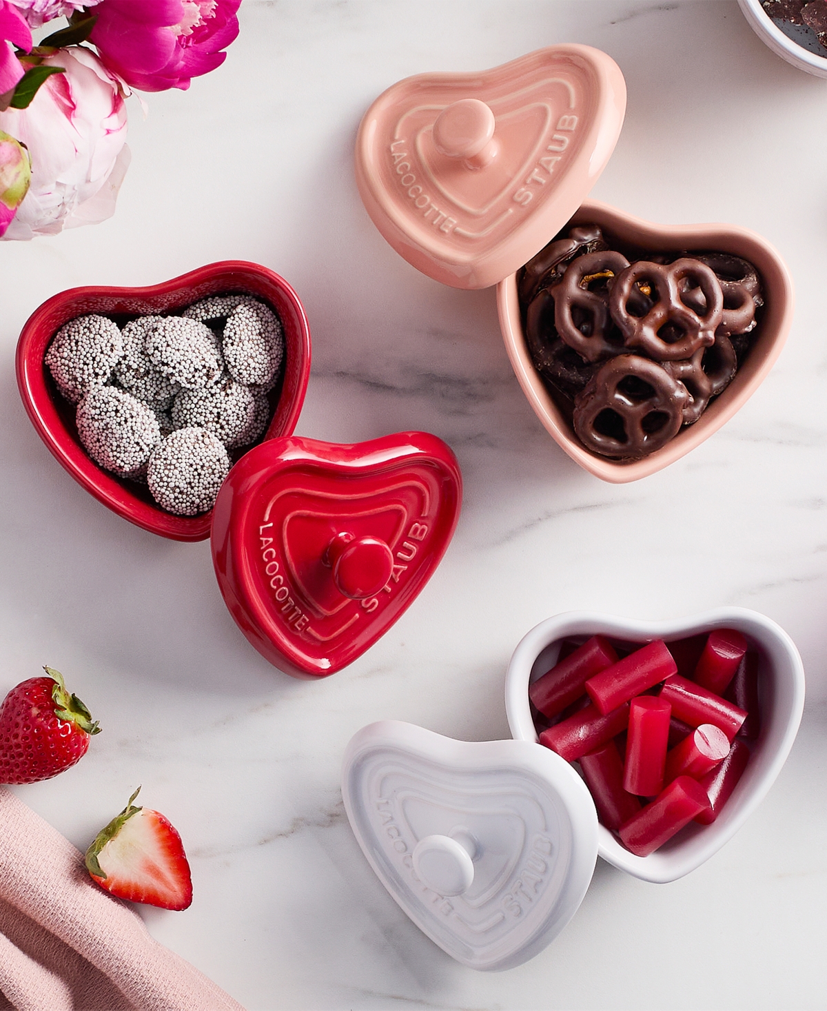 Staub Stoneware 3-Pc. Mini Heart Cocotte Set