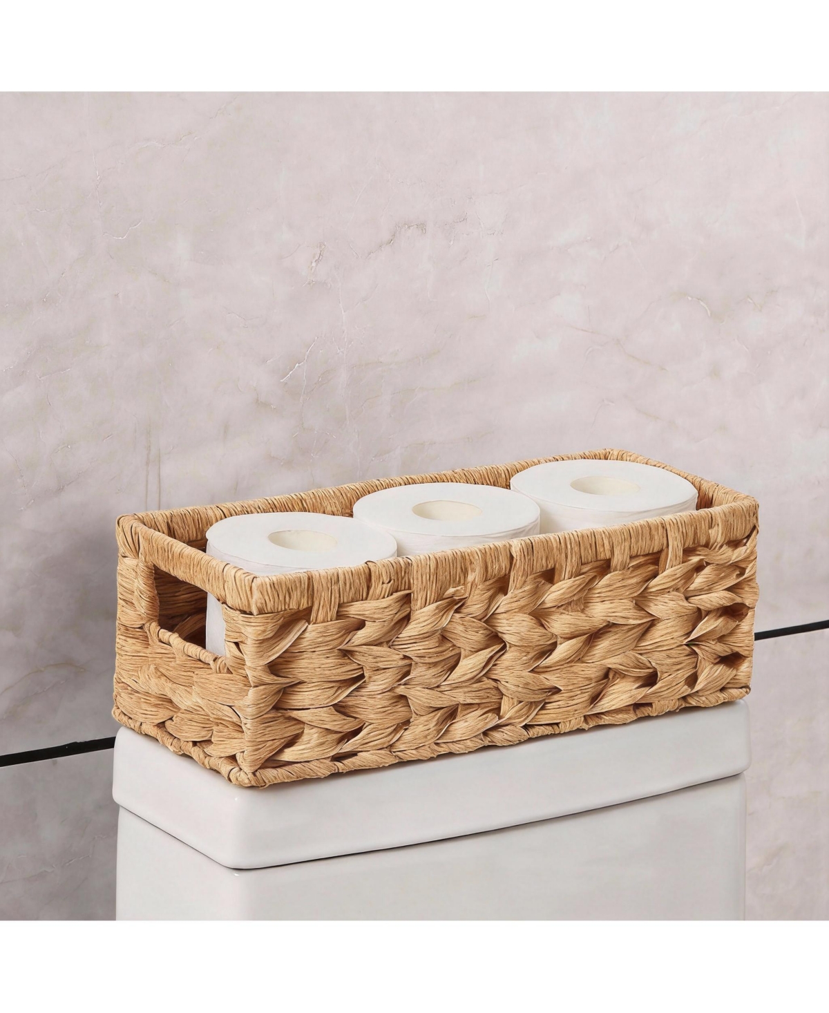 Yigii Handwoven Black Paper Rope Storage Baskets with Handles - 2 Pack