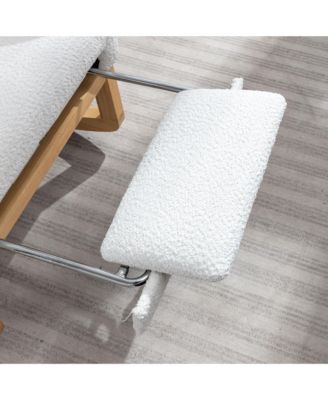 High Back Accent Rocking Chair with Footrest Rubber Wood Legs Side Storage Pocket for Bedroom Living Room Nursery