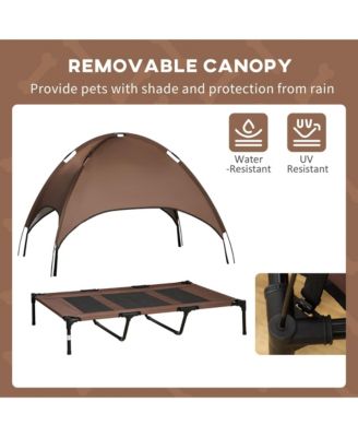 48" Coffee Outdoor Elevated Pet Bed with Canopy