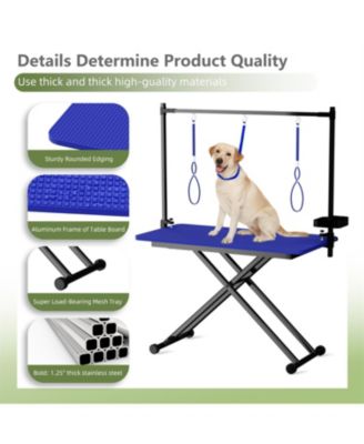  47"  Professional Dog Grooming Table, X-Lift Foldable Adjustable Height with Nooses & Tool Organizer,Blue