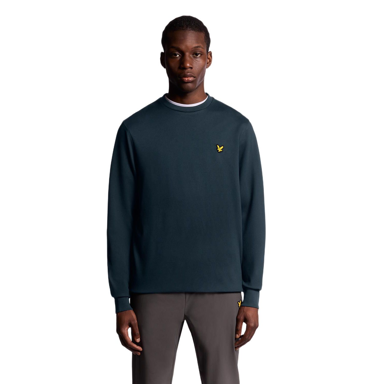 Мужской флисовый свитшот Lyle & Scott Fly с круглым вырезом и длинным рукавом, цвет: Тёмный тёмно-синий — фото 1