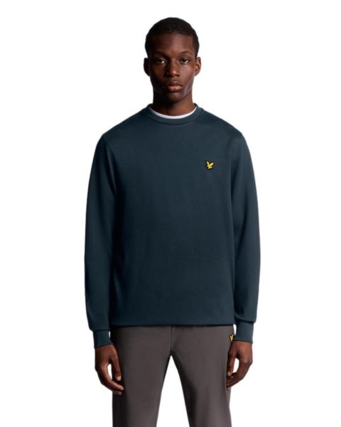 Мужской флисовый свитшот Lyle & Scott Fly с круглым вырезом и длинным рукавом, цвет: Тёмный тёмно-синий