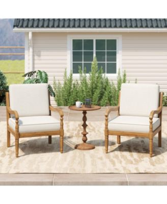 Outdoor Patio Seating Chair with Cushions, Wooden Club Chairs