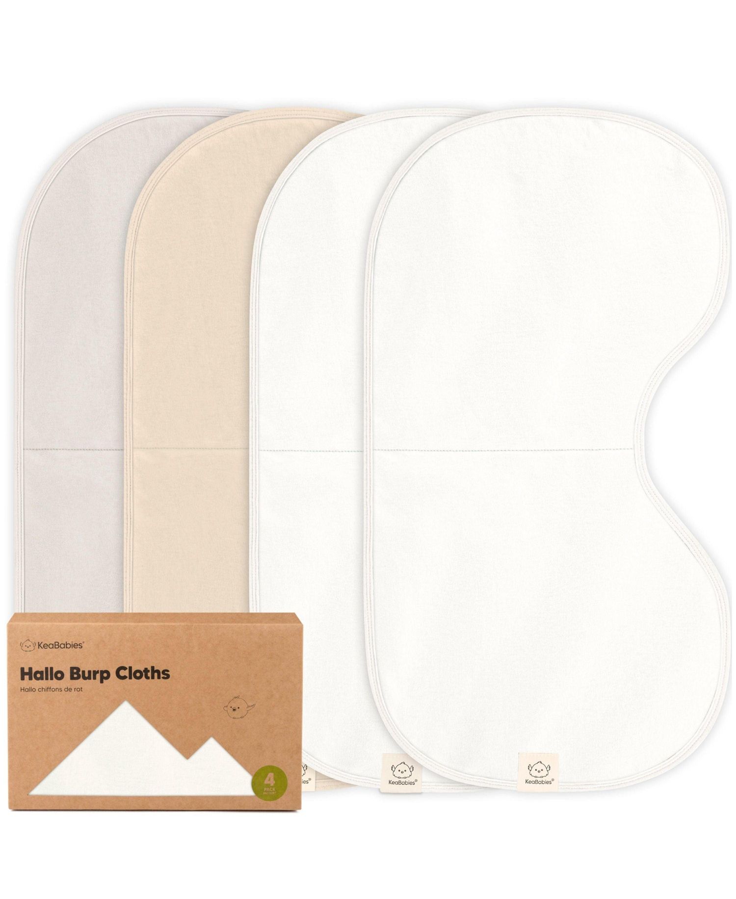 4pk Hallo Baby Burp Cloths, Cotton Burp Cloth for Girls, Boys, Soft & Absorbent Burping Cloths