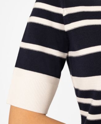Petite Textured Stripe V-Neck Sweater