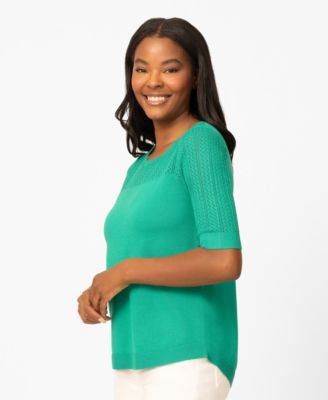 Petite Mixed Cable Round Hem Sweater