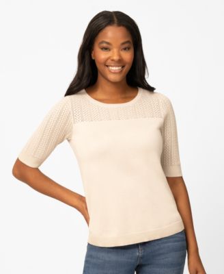 Petite Mixed Cable Round Hem Sweater