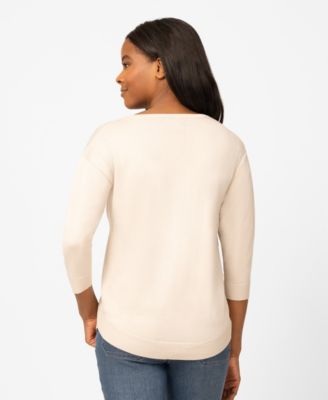 Petite Anchor Textured Hi-Low Boat Neck Sweater