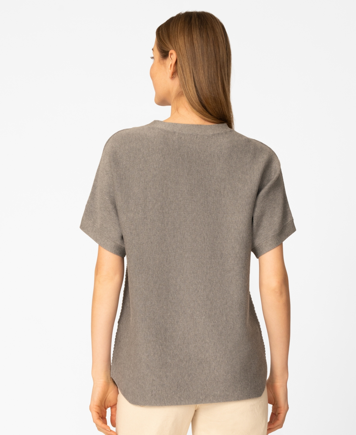 Melissa Paige Women's Vertical Rib Sweater Knit T-Shirt