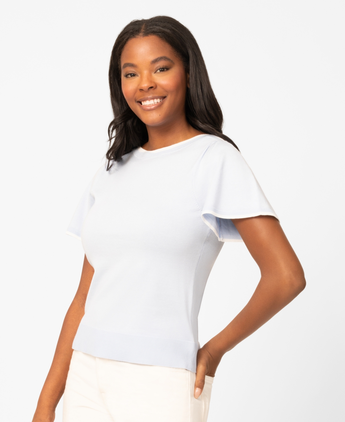 Melissa Paige Women's Boat-Neck Flutter-Sleeve Sweater