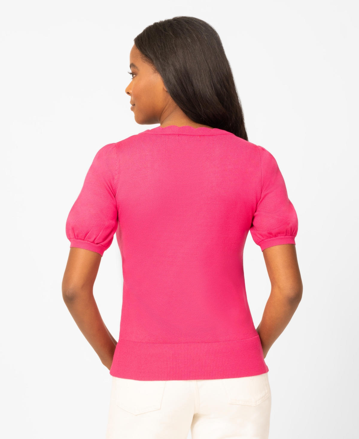 Melissa Paige Women's Scalloped Short-Sleeve Sweater
