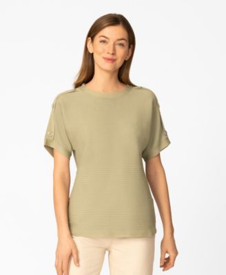 Women's Vertical Rib Sweater Knit T-Shirt