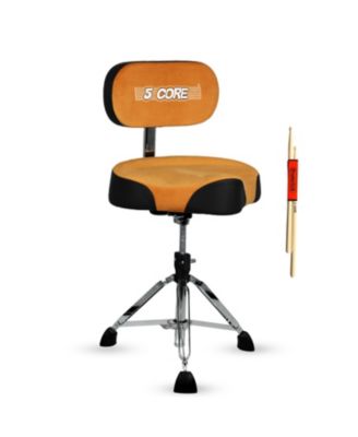 Drum Throne w Backrest 4" Padded Adjustable 26.5" Drummer Stool w Velvet Top 441Lb Capacity