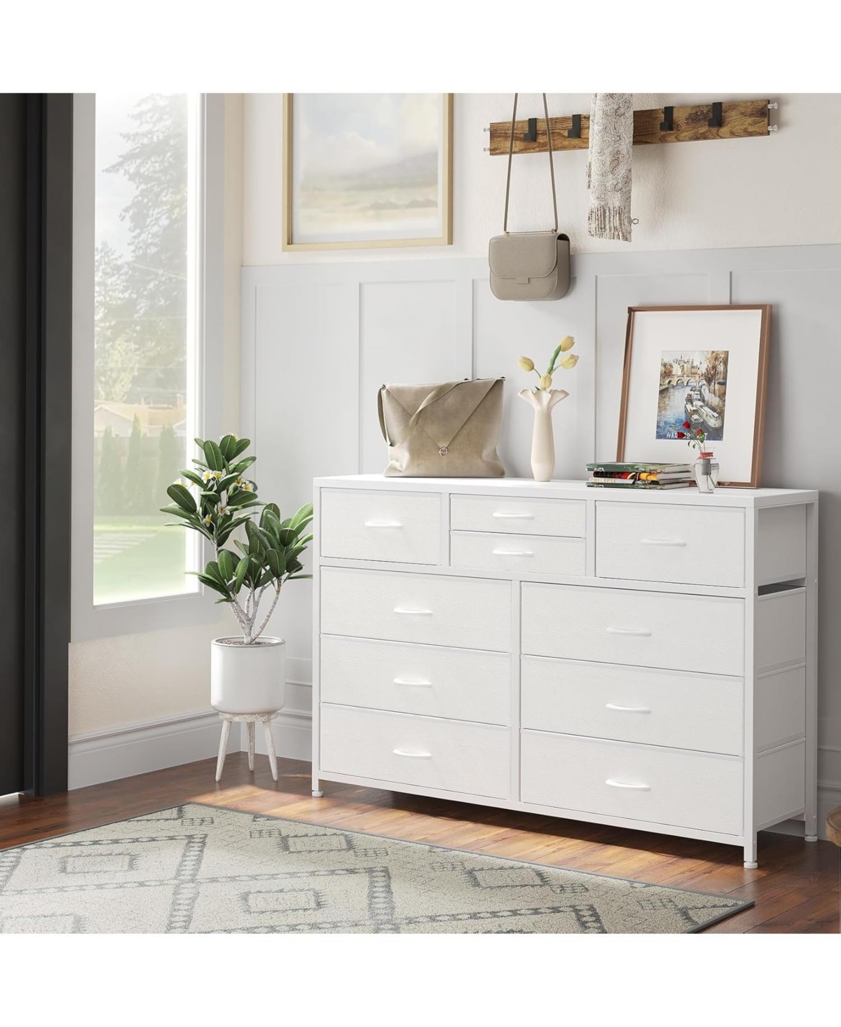 gaomon 10 Drawers Fabric Dressers for Bedroom, Modern Chest of Drawers, 45" Wide Tv Stand