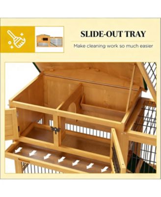 Secure Outdoor Cat Hutch - Ventilated Wooden Shelter with Wheels