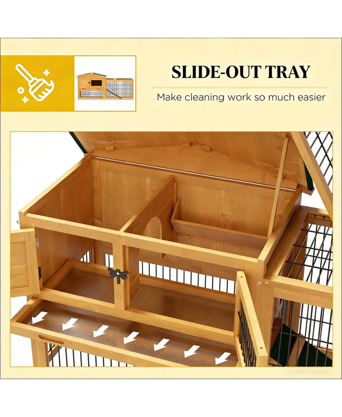 Aostirmotor Secure Outdoor Cat Hutch - Ventilated Wooden Shelter with Wheels