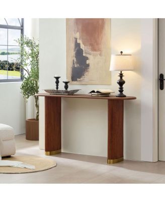 Narrow Console Table with Stainless Steel Legs, Modern Design